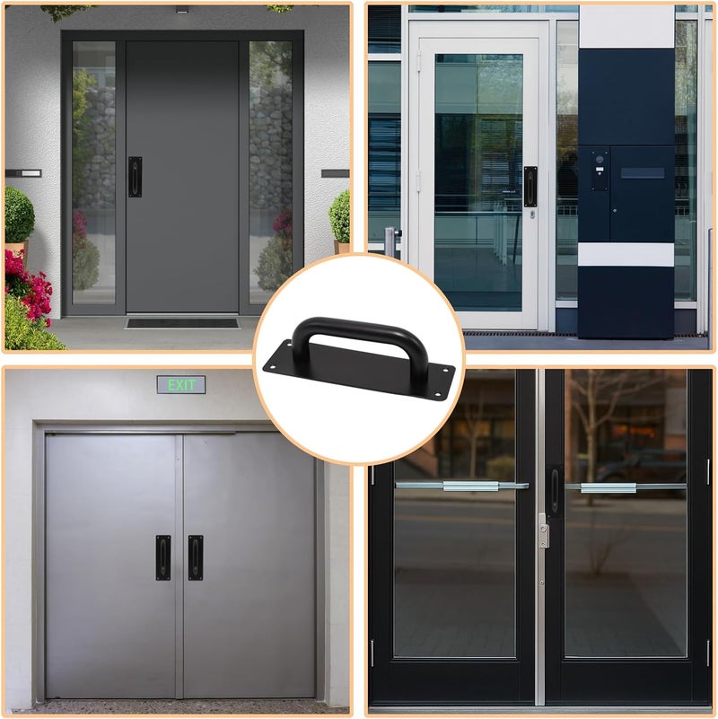 Mormchlots 2Pcs Small Black Stainless Steel Heavy Duty Barn Door Pulls, Pull Push Plate Handle, Pull and Push Plate Handle for Wooden or Composite Door(1 Pair) - Image 5